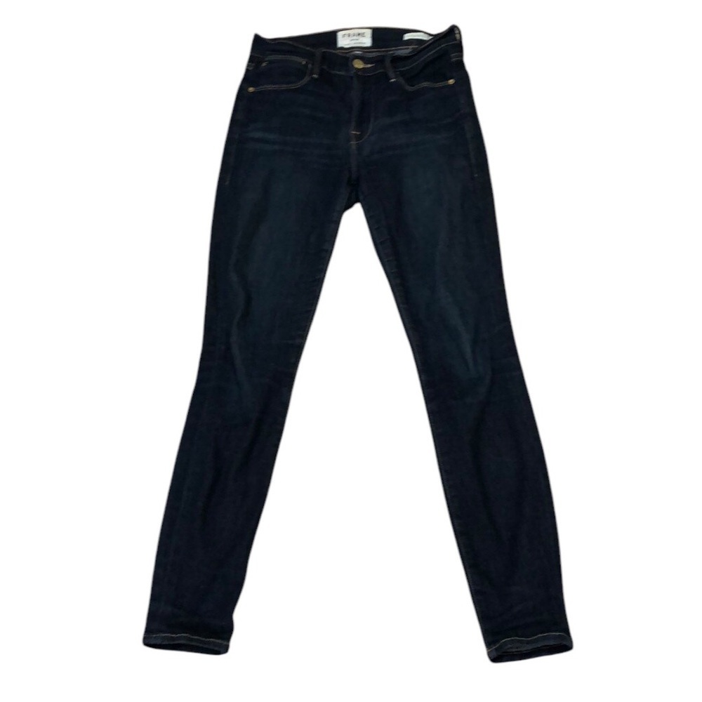 Frame Le High Skinny Crop Jeans Size 24 Dark Blue High Waist